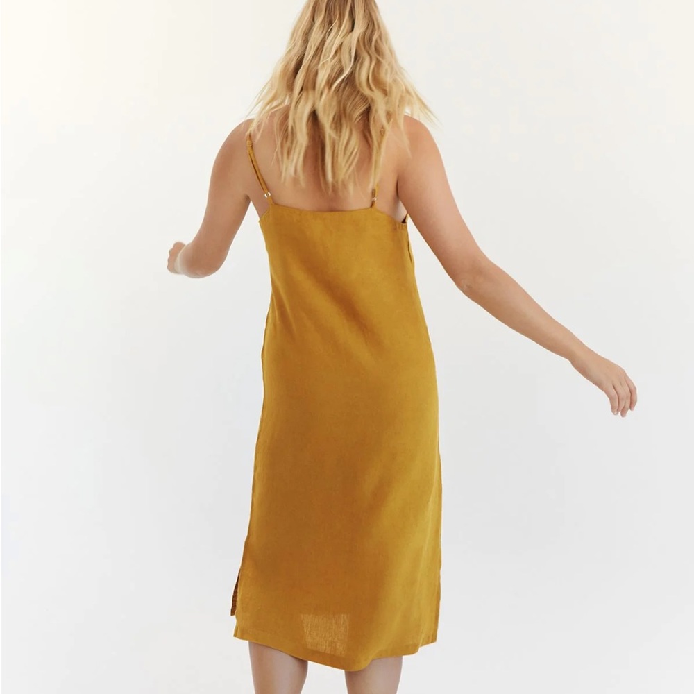 Bed Threads Turmeric Linen Midi Dress - Picture 3 of 9